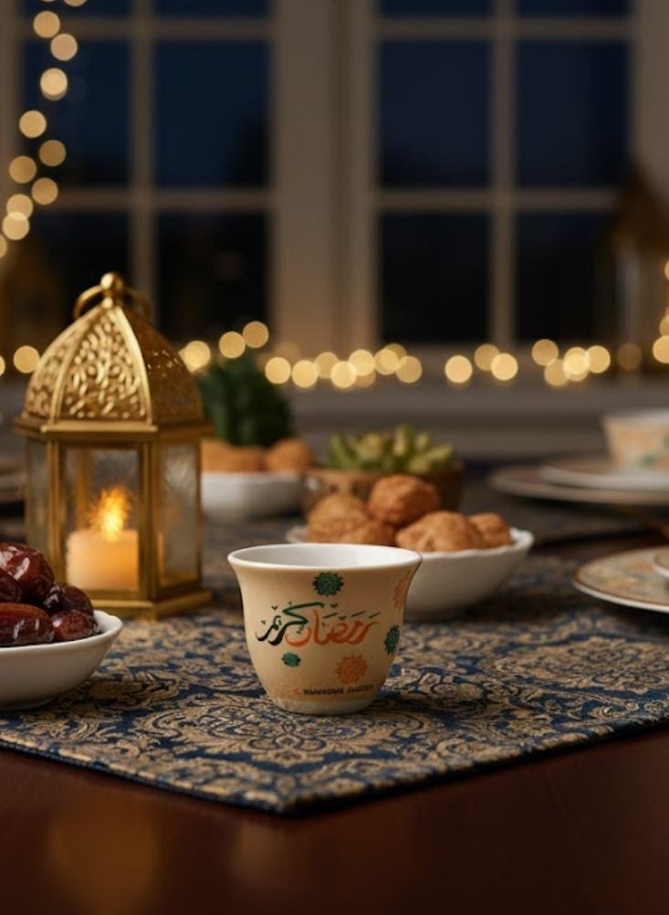 بريميم طقم فناجين شاي سيراميك بنقشة رمضان كريم مكوّن من اثني عشر فنجاناً - Image 2